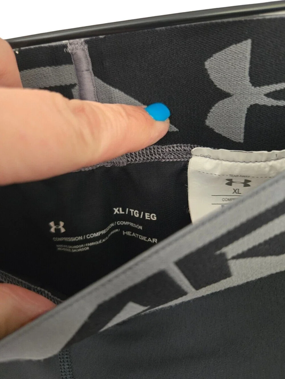 ✨ Under Armour Men's Compression Leggings Black Gray Performance Tights XL